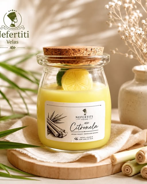 Vela artesanal Nefertiti de citronela